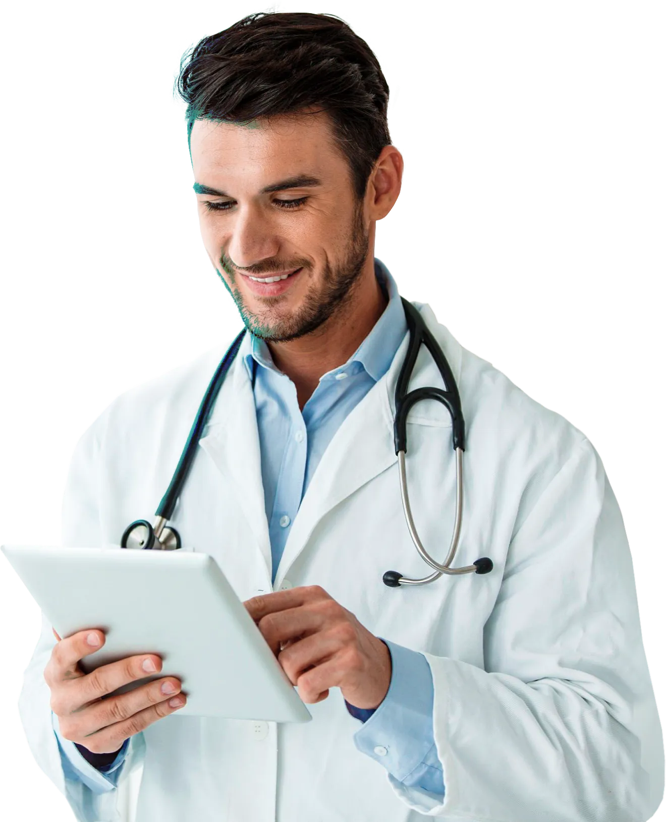 Médico usando o Versatilis em um tablet.