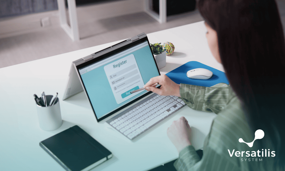 profissional da recepção fazendo o cadastro de pacientes